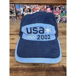 Vintage Roots 2002 Olympics Team USA Hat Official Strapback Cap Blue Winter